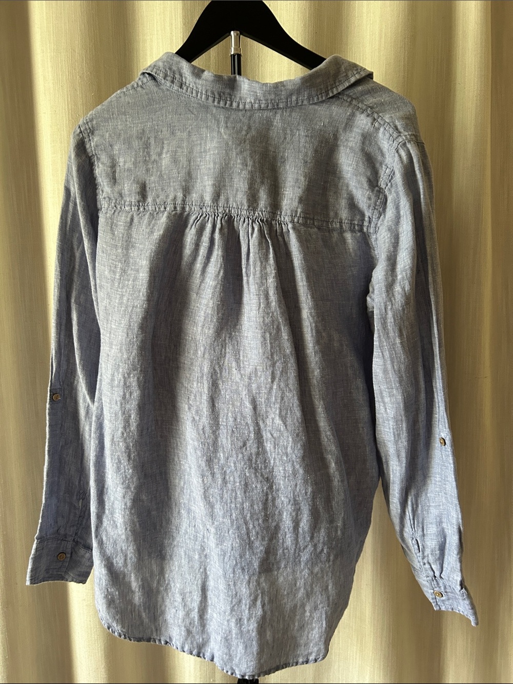 Light Blue Sigrid Olsen 100% Linen Size M Shirt - Picture 4 of 4